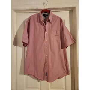 Tommy Hilfiger Mens Short Sleeve Button-Down Shirt Pink Checked M